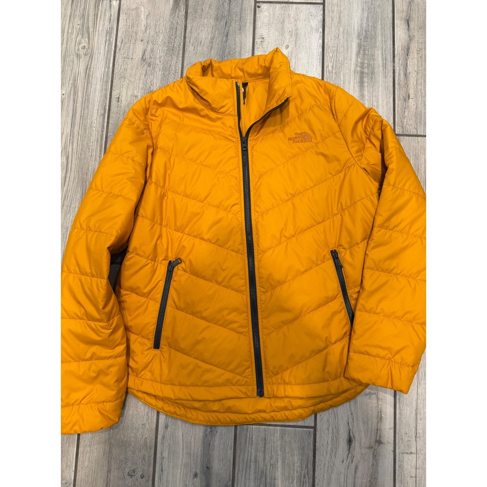 The North Face Womens Mustard Yellow Chevron Quilted Puffer Jacket Large